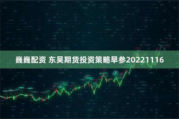 巍巍配资 东吴期货投资策略早参20221116